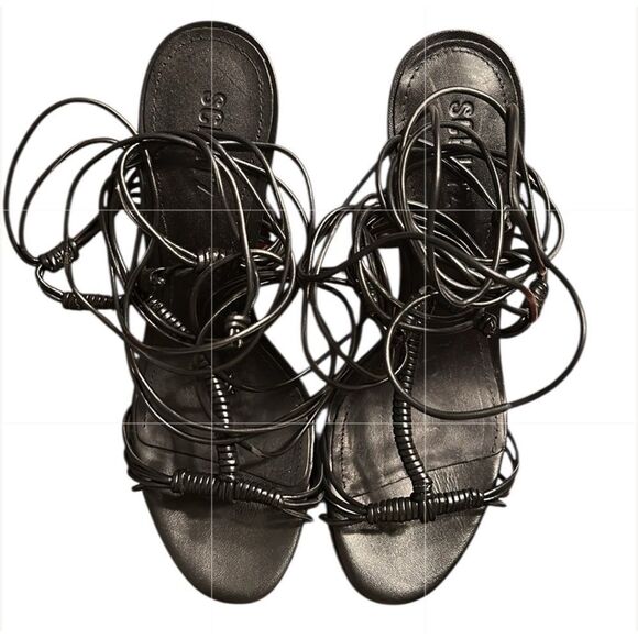 Schutz Black Leather Strappy Sandals(Size 9.5B) - Picture 4 of 9